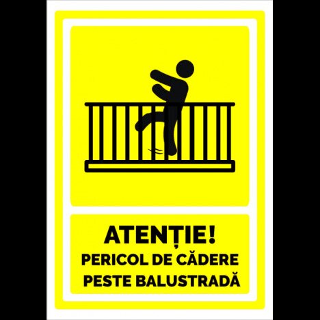 Semn pentru pericol de cadere peste balustrada